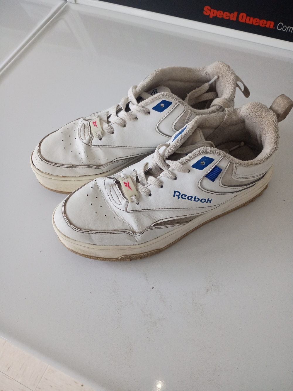 Reebok White Athletic Shoes with Blue Accents